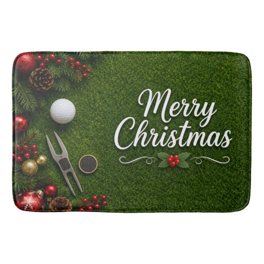 Golf-Weihnachten auf grünem Gras Badematte (Vorderseite)