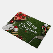 Golf-Weihnachten auf grünem Gras Fußmatte (Schrägansicht)