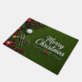 Golf-Weihnachten auf grünem Gras Fußmatte (Schrägansicht)