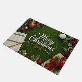 Golf-Weihnachten auf grünem Gras Fußmatte (Schrägansicht)