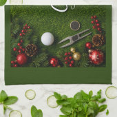 Golf-Weihnachten auf grünem Gras Geschirrtuch (Gefaltet)
