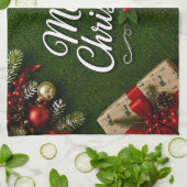 Golf-Weihnachten auf grünem Gras Geschirrtuch (Gefaltet)