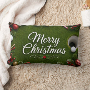 Golf-Weihnachten auf grünem Gras Lendenkissen