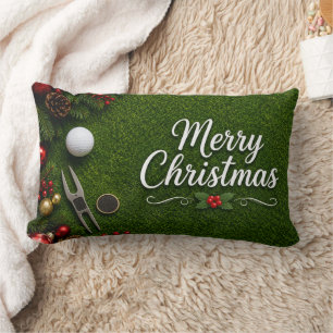 Golf-Weihnachten auf grünem Gras Lendenkissen