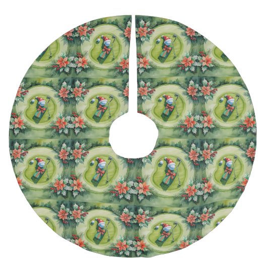 Golf-Weihnachten auf Putting Green Polyester Weihnachtsbaumdecke (Vorderseite)