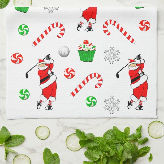Golf Weihnachten Geschirrtuch (Gefaltet)