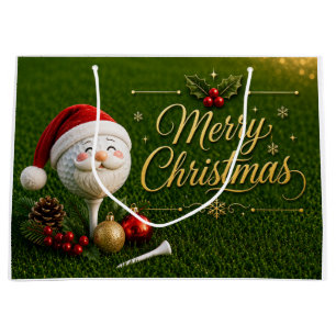 Golf-Weihnachten Golfball mit Santa-Hut  Große Geschenktüte