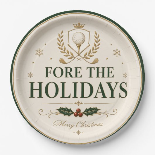 Golf Weihnachten Golfen FORE Feiertag Pappteller (Vorderseite)