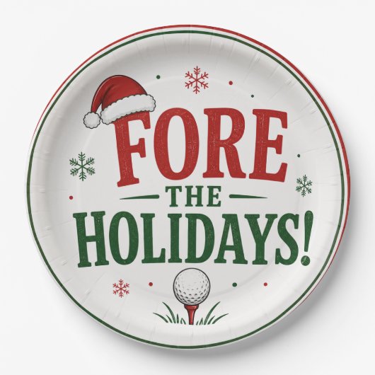 Golf Weihnachten Golfen FORE Feiertag Pappteller (Vorderseite)
