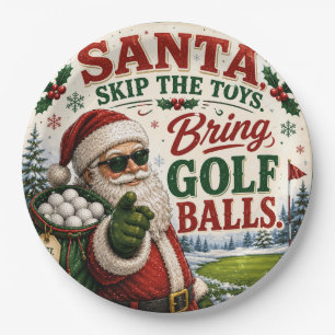 Golf-Weihnachten Golfen Santa Golfer an der Golf- Pappteller