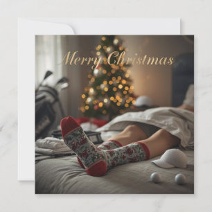 Golf Weihnachten Golfer Schläft in Golf Socken 