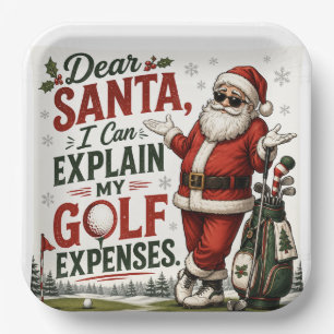 Golf-Weihnachten Golfspielender Weihnachtsmann Gol Pappteller