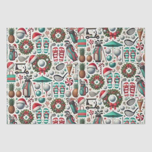 Golf Weihnachten im Juli für Golfer mit Golfball Seidenpapier (Vorderseite)