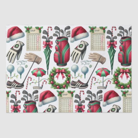Golf Weihnachten im Juli für Golfer mit Golfball Seidenpapier (Vorderseite)