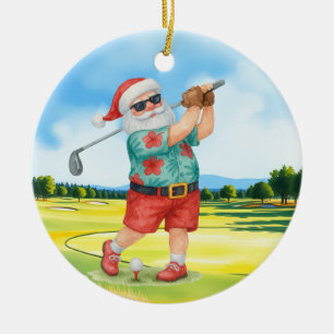 Golf Weihnachten im Juli mit dem Weihnachtsmann Go Keramik Ornament