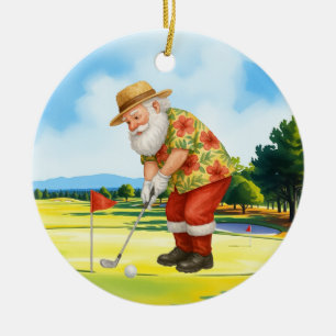 Golf Weihnachten im Juli mit dem Weihnachtsmann Go Keramik Ornament