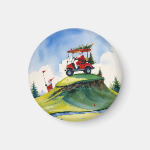 Golf Weihnachten mit dem Santa Reiten Golfwagen Magnet