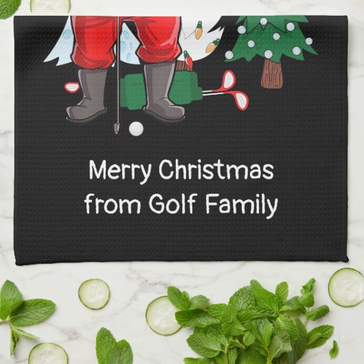 Golf Weihnachten mit dem Weihnachtsklub Geschirrtuch (Gefaltet)