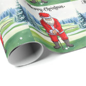 Golf Weihnachten mit dem Weihnachtsmann auf dem Go Geschenkpapier (Rolleneckpunkt)