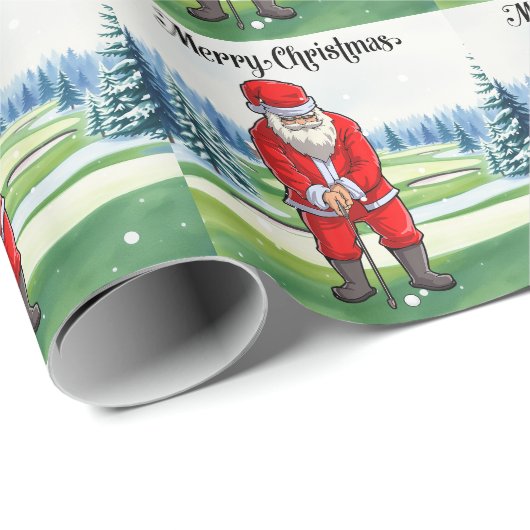Golf Weihnachten mit dem Weihnachtsmann auf dem Go Geschenkpapier (Rolleneckpunkt)