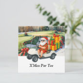 Golf Weihnachten mit dem Weihnachtsmann auf Grün Save The Date (Stehend Vorderseite)