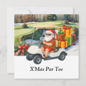 Golf Weihnachten mit dem Weihnachtsmann auf Grün Save The Date (Vorderseite)