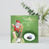 Golf Weihnachten mit dem Weihnachtsmann auf grünem Einladung (Stehend Vorderseite)