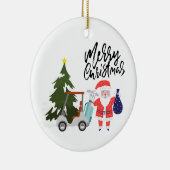 Golf Weihnachten mit dem Weihnachtsmann für Golfer Keramik Ornament (Rechts)