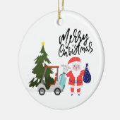 Golf Weihnachten mit dem Weihnachtsmann für Golfer Keramik Ornament (Links)