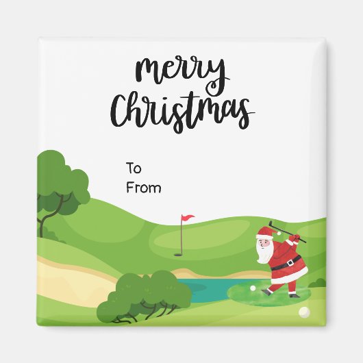 Golf Weihnachten mit dem Weihnachtsmann für Golfer Magnet (Vorne)