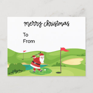 Golf Weihnachten mit dem Weihnachtsmann für Golfer Postkarte