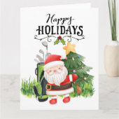 Golf Weihnachten mit dem Weihnachtsmann Golfer Karte (Vorderseite)