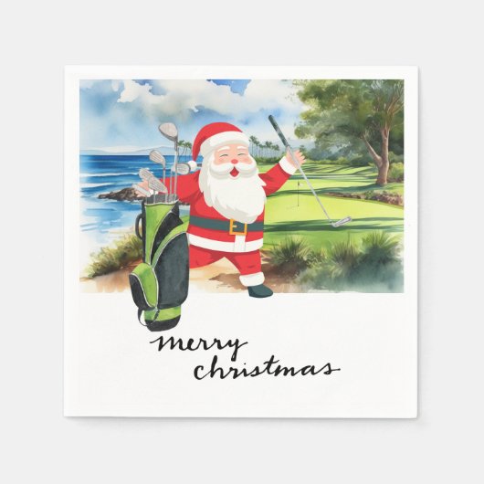 Golf Weihnachten mit dem Weihnachtsmann Golfer Serviette (Vorderseite)