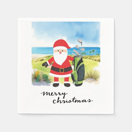 Golf Weihnachten mit dem Weihnachtsmann Golfer Serviette (Vorderseite)