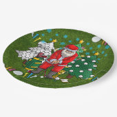 Golf Weihnachten mit dem Weihnachtsmann mit Golfba Pappteller (Schrägansicht)