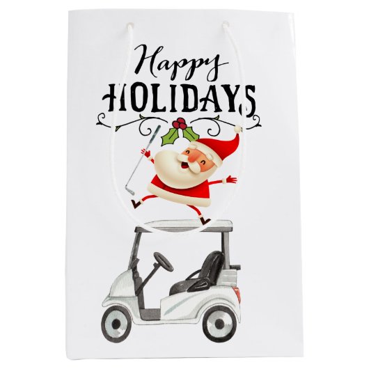Golf Weihnachten mit dem Weihnachtsmann Mittlere Geschenktüte (Vorderseite)
