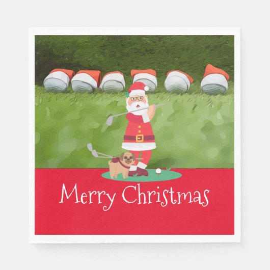 Golf Weihnachten mit dem Weihnachtsmann Serviette (Vorderseite)