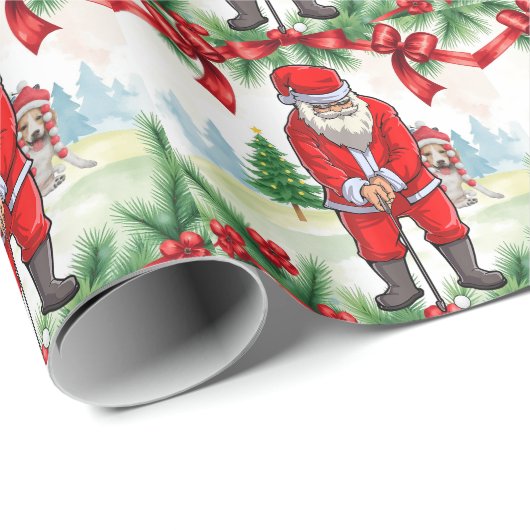 Golf Weihnachten mit dem Weihnachtsmann und dem Hu Geschenkpapier (Rolleneckpunkt)