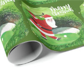 Golf Weihnachten mit dem Weihnachtsmann und Golfbä Geschenkpapier (Rolleneckpunkt)