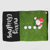 Golf Weihnachten mit dem Weihnachtsmann und Golfbä Golfhandtuch (Horizontal)