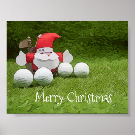 Golf Weihnachten mit dem Weihnachtsmann und Golfbä Poster