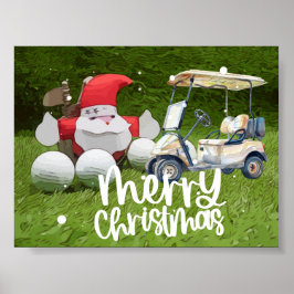 Golf Weihnachten mit dem Weihnachtsmann und Golfbä Poster