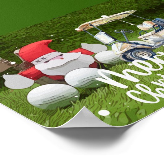 Golf Weihnachten mit dem Weihnachtsmann und Golfbä Poster (Ecke)