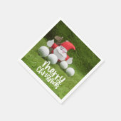 Golf Weihnachten mit dem Weihnachtsmann und Golfba Serviette (Ecke)
