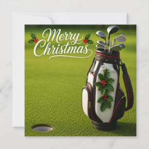 Golf Weihnachten mit Golfbag mit Weihnachtsdekorat Karte