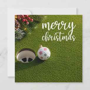 Golf-Weihnachten mit Golfball auf grünem Gras Feiertagskarte