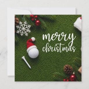 Golf-Weihnachten mit Golfball auf grünem Gras Feiertagskarte
