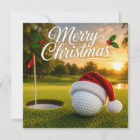 Golf Weihnachten mit Golfball auf grünem Gras
