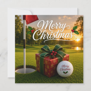 Golf Weihnachten mit Golfball auf grünem Gras Karte
