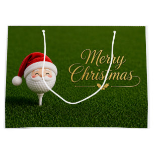 Golf-Weihnachten mit Golfball mit Santa-Hut  Große Geschenktüte